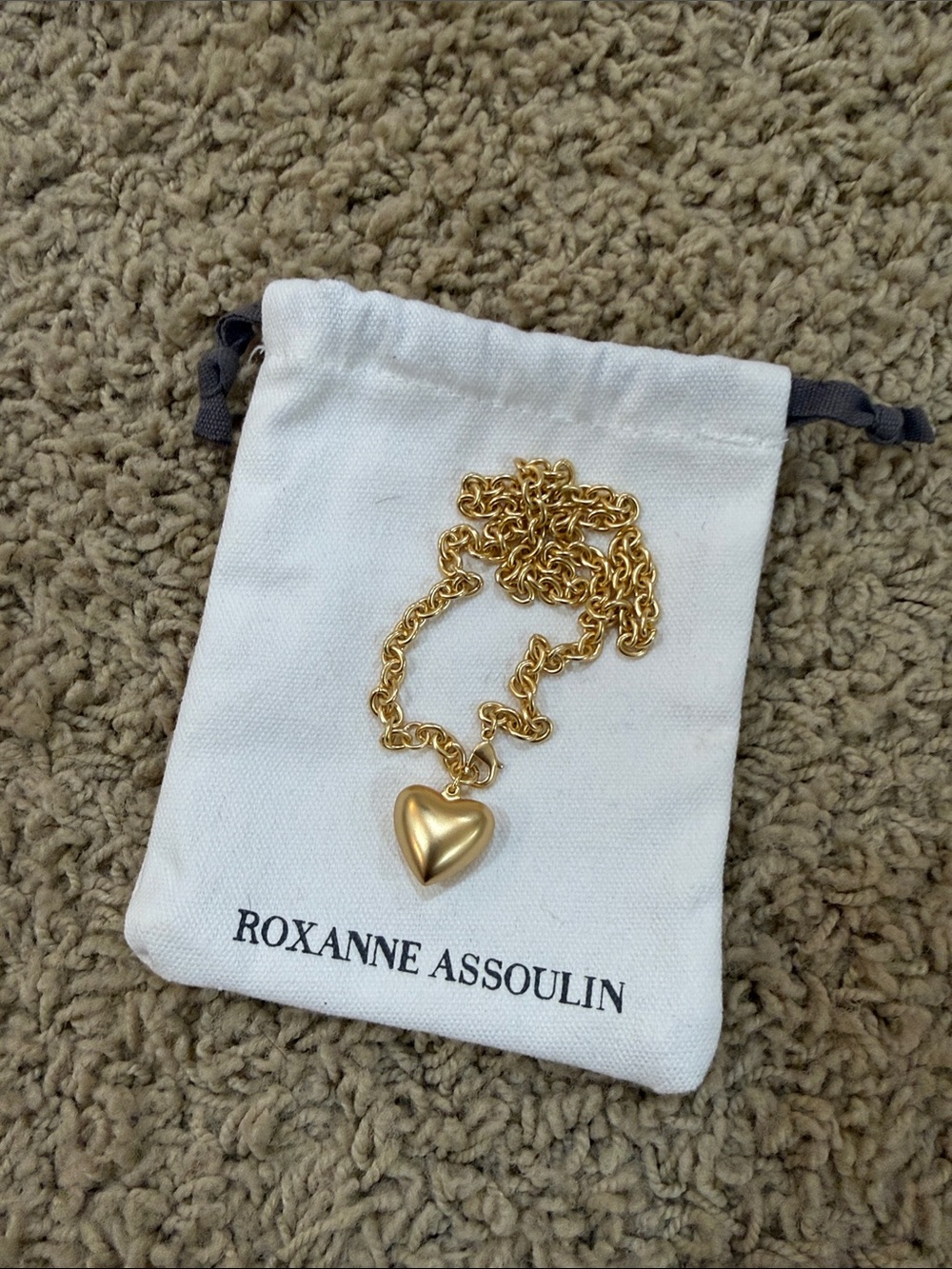 Roxanne Assoulin Gold Puffy Heart Necklace